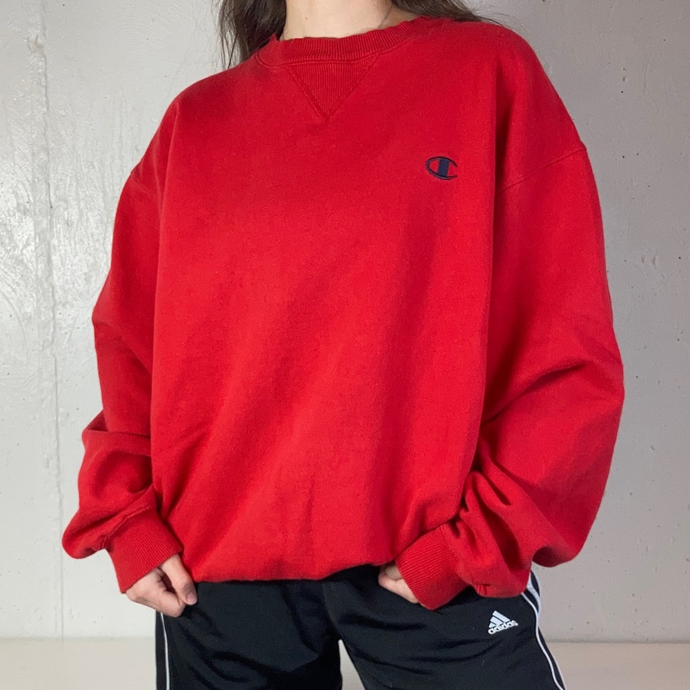Red + Black Classic Champion Crewneck Sweatshirt